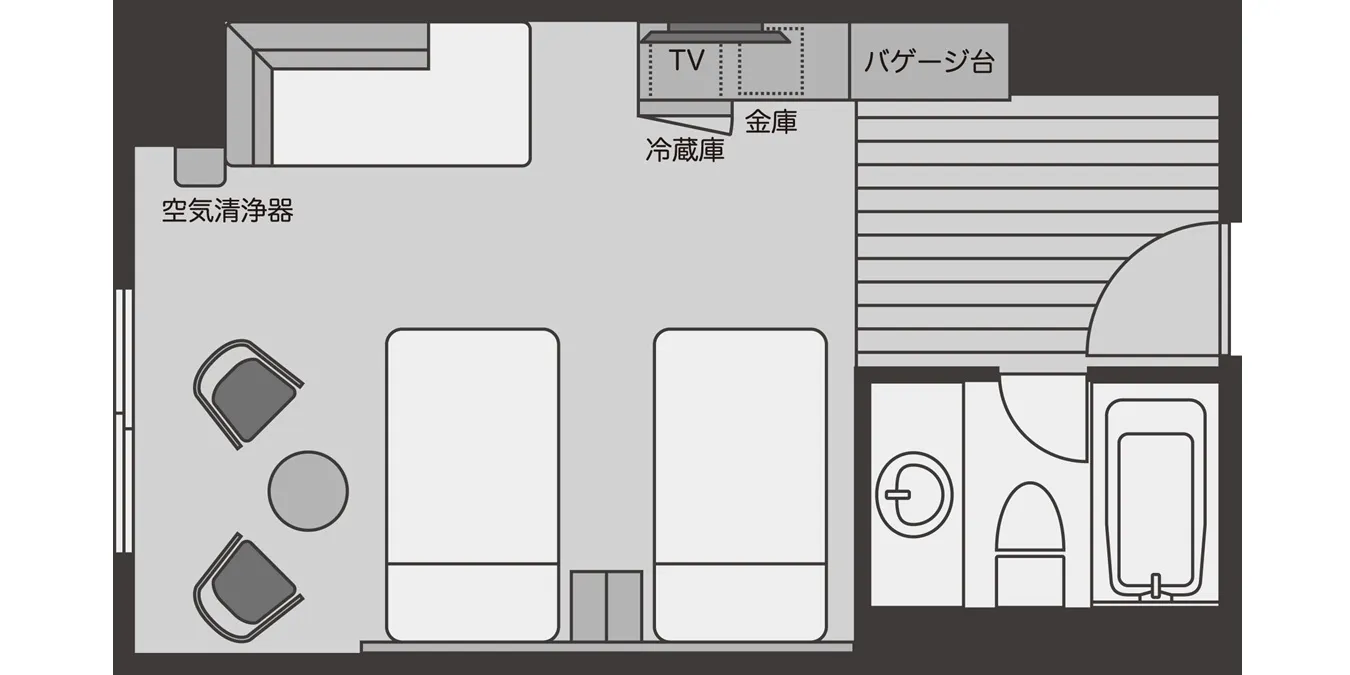 转角双床房
